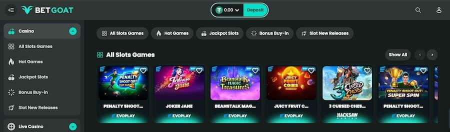 BetGoat Casino - strona główna