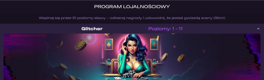 Program lojalnościowy w kasynie Glitch Spin