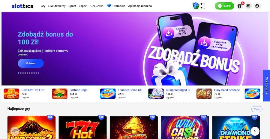 Slottica bonus bez depozytu na start