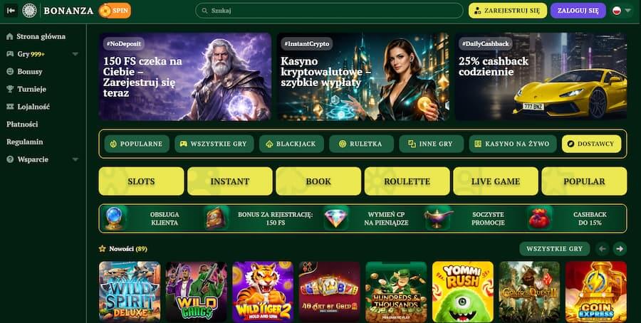 BonanzaGame Casino - strona główna