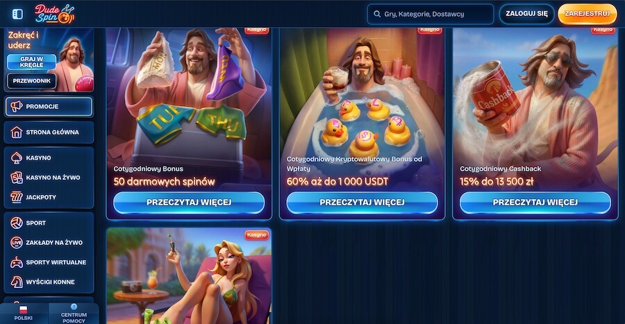 Promocje dostępne w kasynie Dude Spin