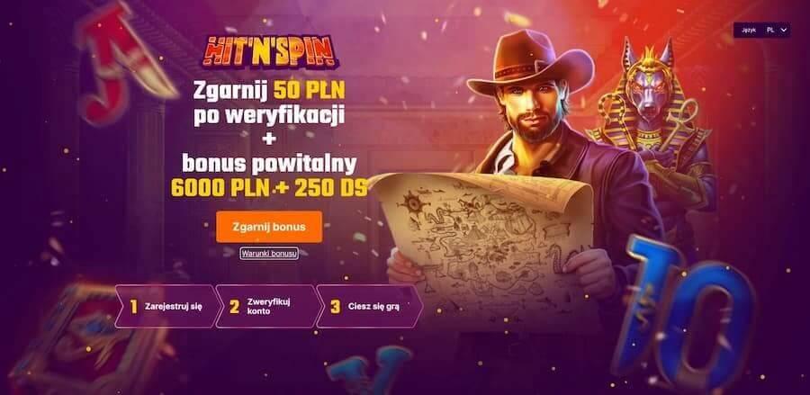 Bonus bez depozytu w kasynie Hit'n'Spin