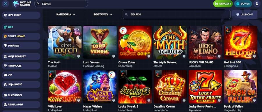 Gry Hotline Casino podczas testu