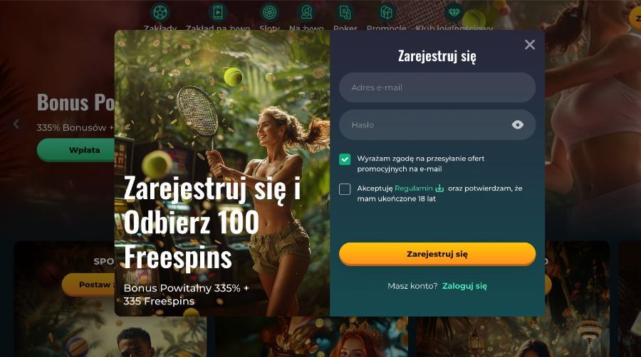 Rejestracja konta w kasynie Rokubet
