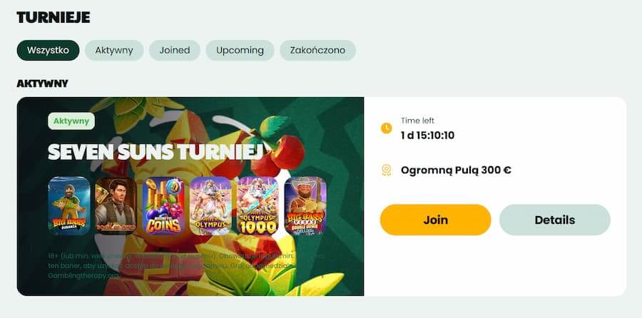 Turnieje w Tikal Casino podczas testu