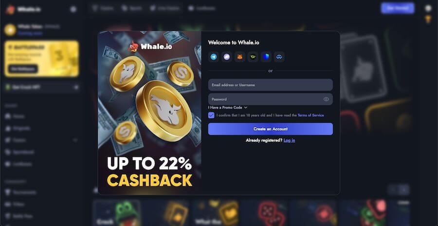 Rejestracja konta w Whale.io